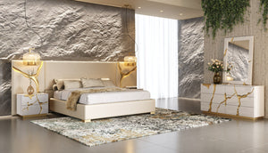 Modrest Alva - Modern Beige + White + Gold Bedroom Set