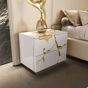 Modrest Alva - Modern Beige + White + Gold Bedroom Set
