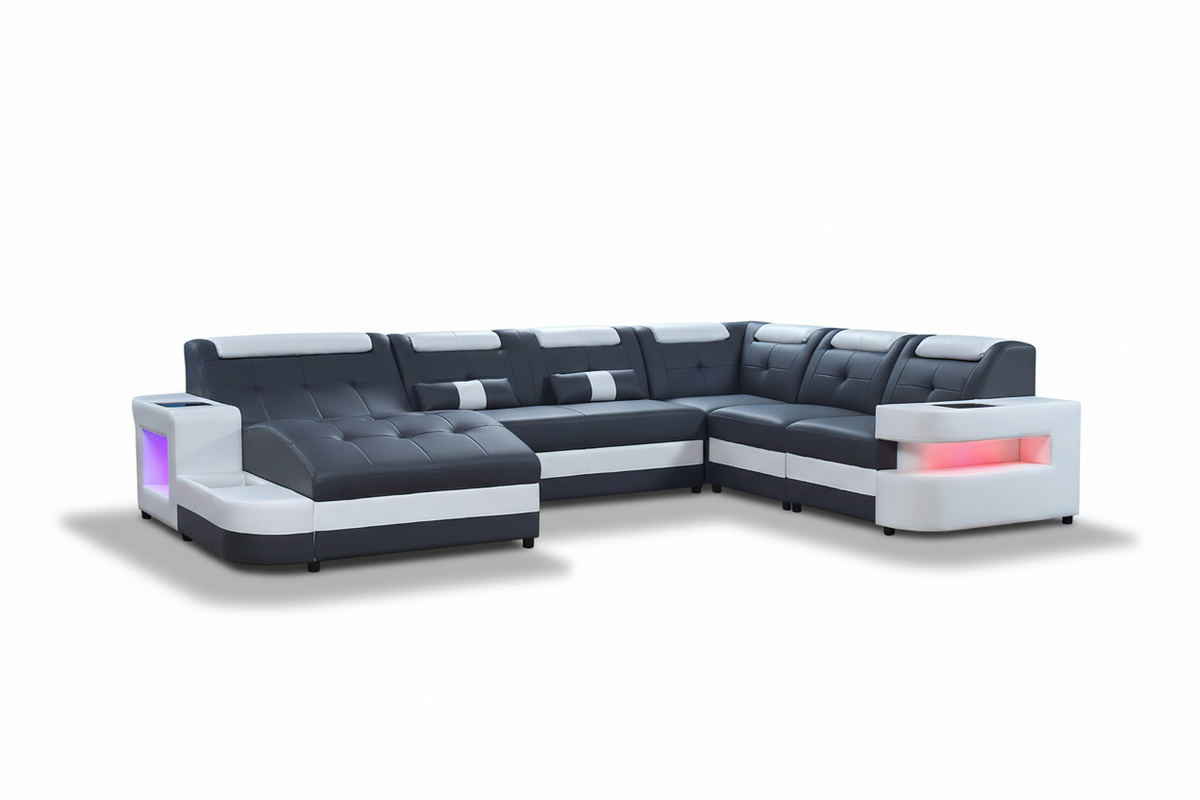 Uranus Modern Leather Sectional with LED Light