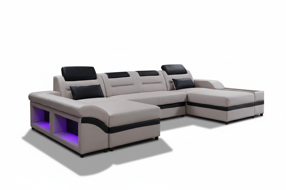 Venus Modern Leather Sectional with LED Light
