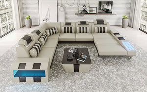 Cosmo Modern Leather Sectional with LED