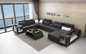 Moore Leather Sectional with Storage