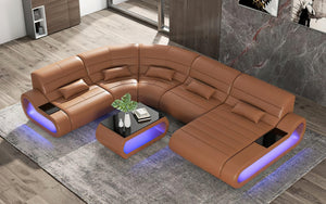 Catina Leather Curve Shape Sectional