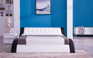 Sunna Curved Modern Leather Platform Smart Bed With LED Light