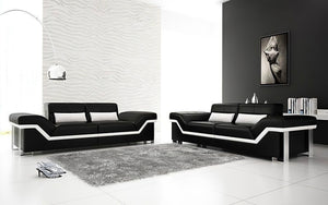 Sylmar Modern Leather Sofa Set With Adjustable Headrest