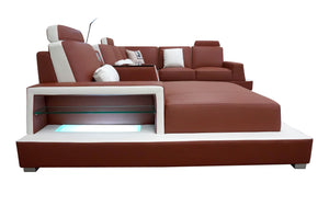 Civia Modern Leather Sectional With Console Table
