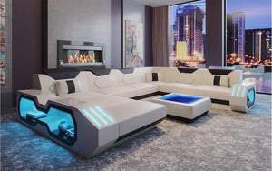 Sahara Modern Leather Sectional with LED Light