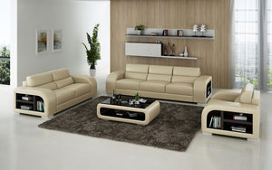 Poris Modern Leather Sofa Set