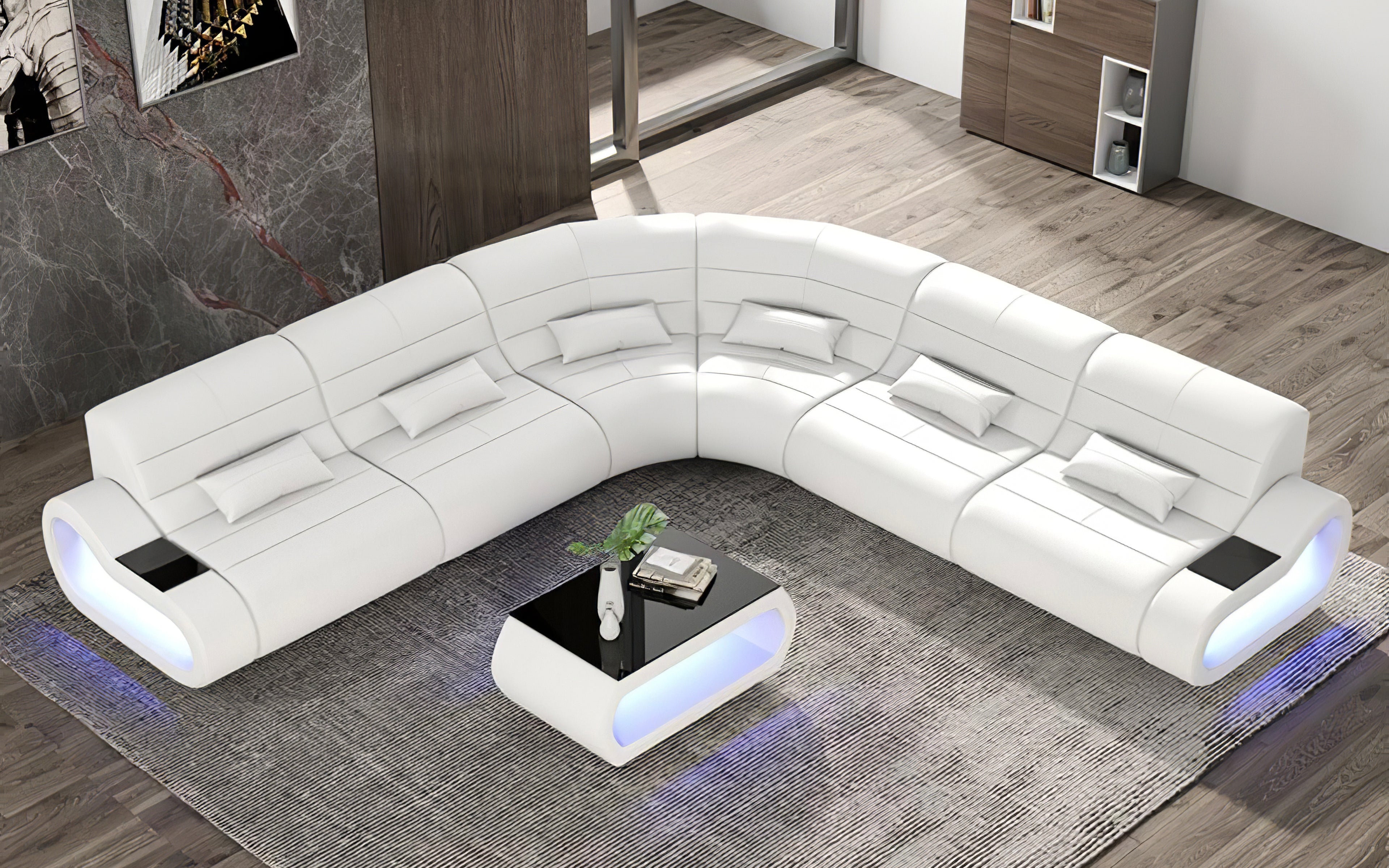 Catina Leather Corner Sectional|Modern Furniture Store Las Vegas