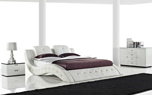 Hnoss Curved Modern Leather Platform Bed