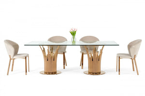 Axer Modern Glass & Rosegold Dining Table