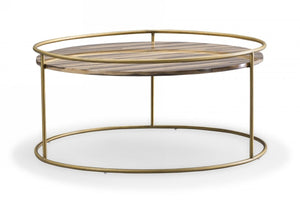 Glim Glam Brown and Gold Marble Coffee Table