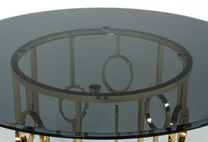Bullock Smoked Glass & Champagne Gold Dining Table