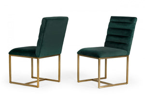 Modrest Marlon Green & Brush Gold Dining Chair (Set of 2)