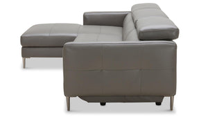 Leather Recliner Sectional With Adjustable Headrest