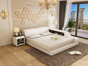White Leather Bed Frame