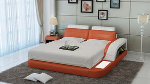 Orange Leather Bed