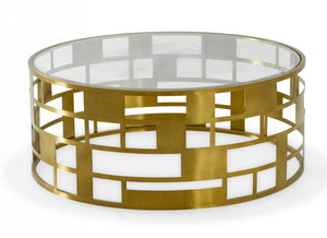 Todi - Glam Clear Glass and Gold Glass Coffee Table