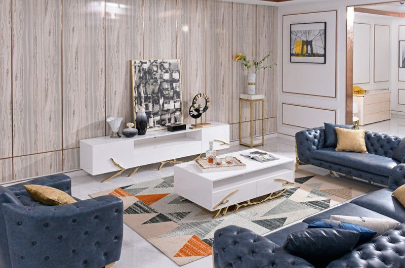 Golden White modern TV standModern Furniture Store Las Vegas Jubilee