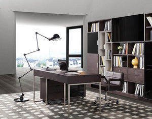 Euge Modern Brown Oak and Grey Office Desk