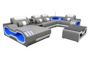 Omont Modern Leather Sectional with Console