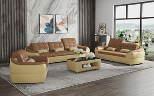 Aumin Modern Leather Sofa Set with Adjustable Headrest