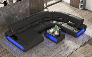 Milky Way 9 Leather Curve Shape Sectional