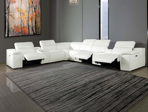Logan 8pc Cream Modern Sectional with Recliner