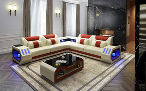 Omont Leather Corner Sectional with LED Light
