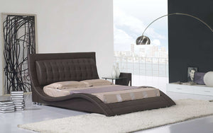 Odin Curved Modern Leather Platform Bed