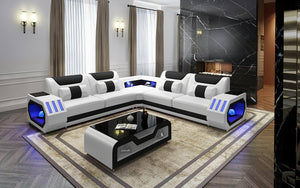 Omont Leather Corner Sectional with LED Light