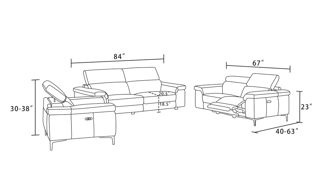 Modern Kony Recliner Sofa Set
