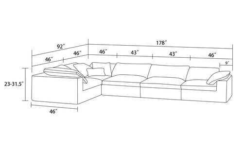5 PIECES MËLO MODULAR CUSTOMIZABLE SECTIONAL