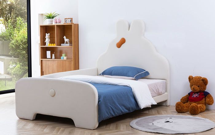 Mila Rabbit-Shape Leather Teen Bed