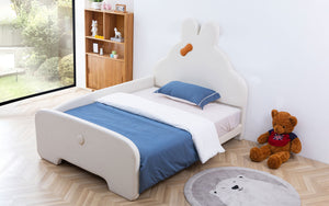 Mila Rabbit-Shape Leather Teen Bed