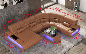 Milky Way 9 Leather Curve Shape Sectional