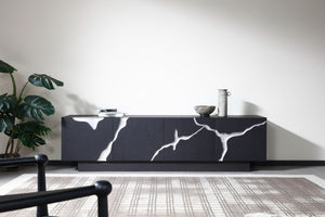 Modrest Aspen - Modern Matte Brown Ash & Silver TV Stand