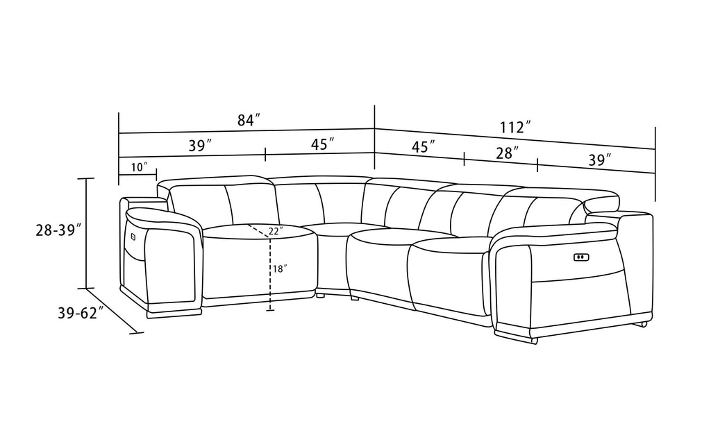 Napoli Modern Sectional with Recliner