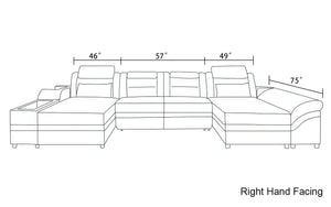 Venus Modern Leather Sectional with USB Port