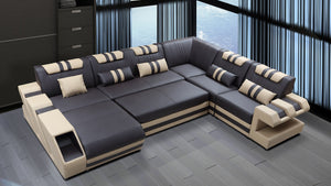 Milky Way 2 Modern Leather Sectional with LED Light