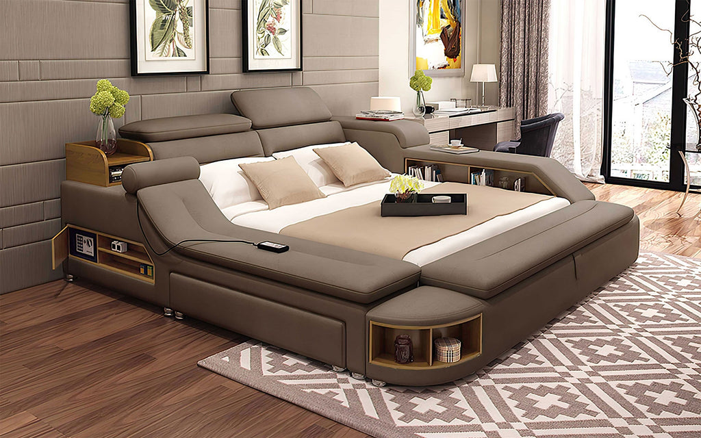 Claudia Modern Multifunctional Smart Bed With Bookshelves