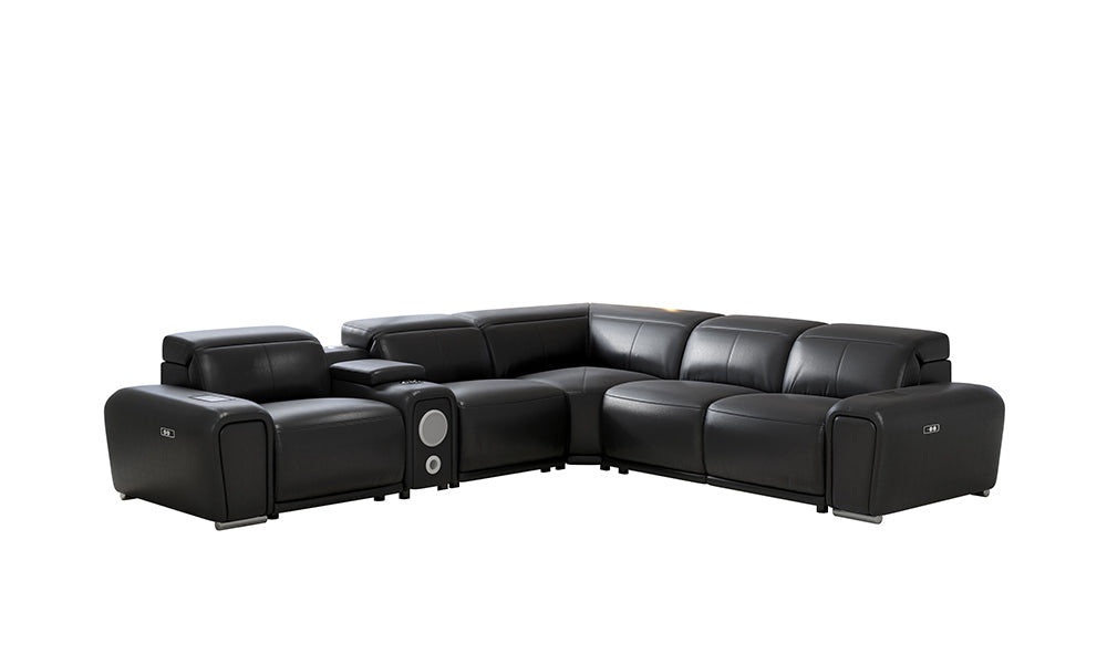 Tumbler Modern Leather Reclining Sectional With Speakers