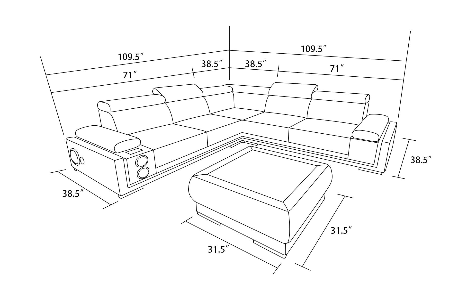 Wilder Modern Corner Leather Sectional