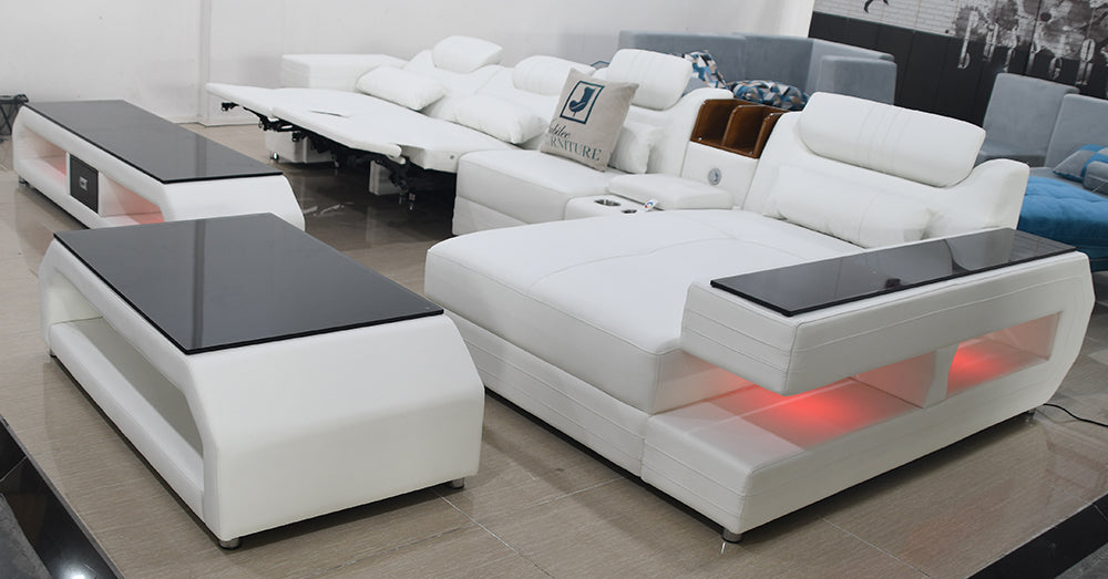 [Special Layout] Maximus Modern Recliner Sectional With Mood Light F