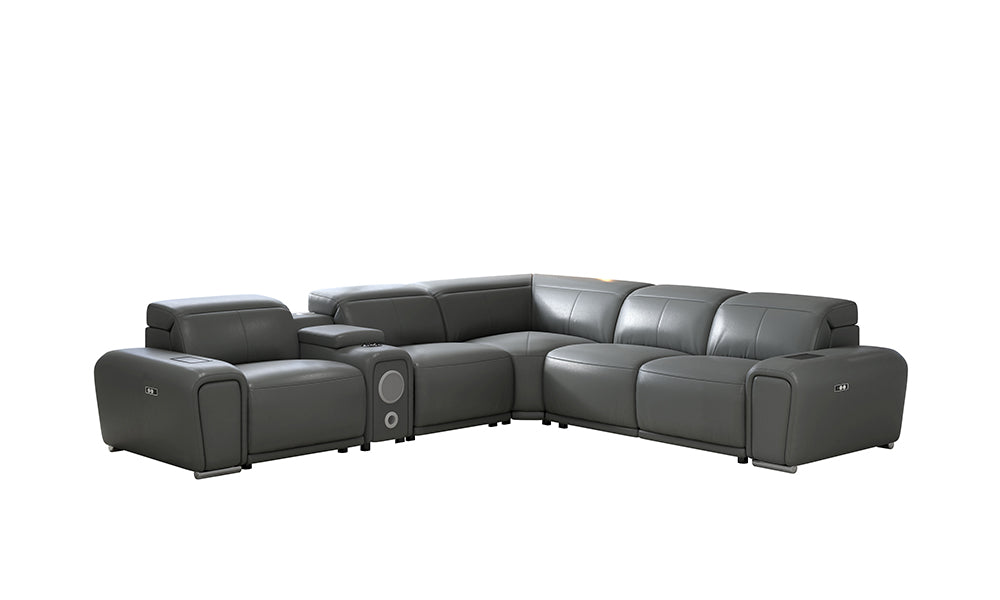 Tumbler Modern Leather Reclining Sectional With Speakers
