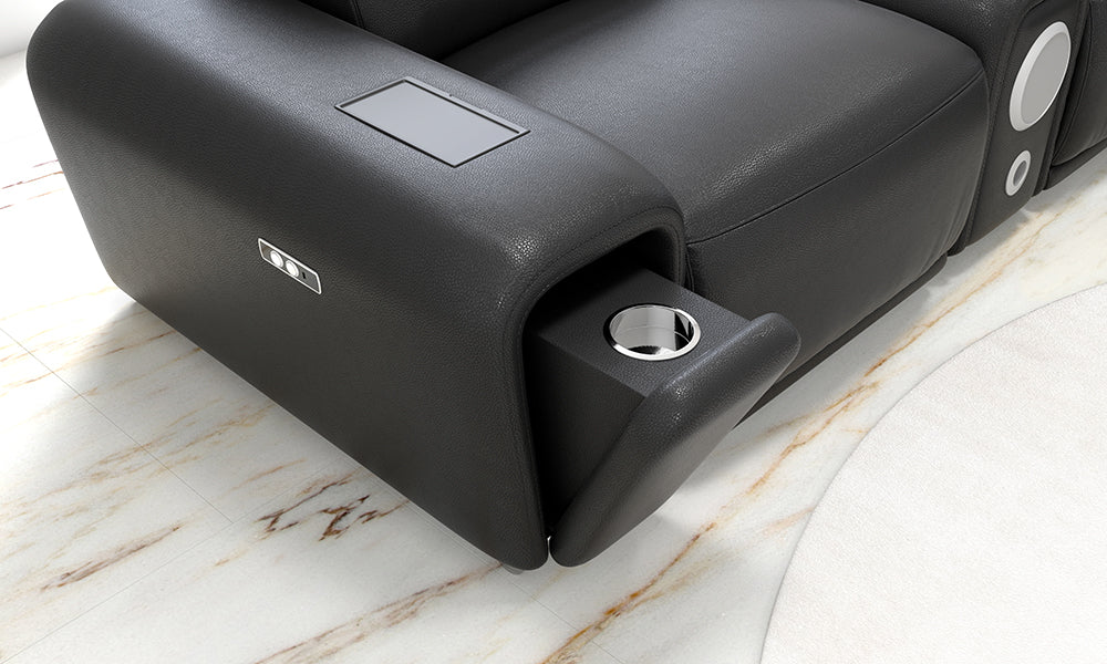 Tumbler Modern Leather Reclining Sectional With Speakers