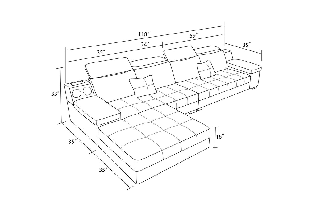Selena Black & Grey Small Modular Tufted Sectional