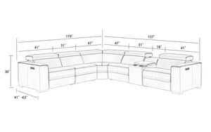 Birt Leather Sectional Sofa With Recliners