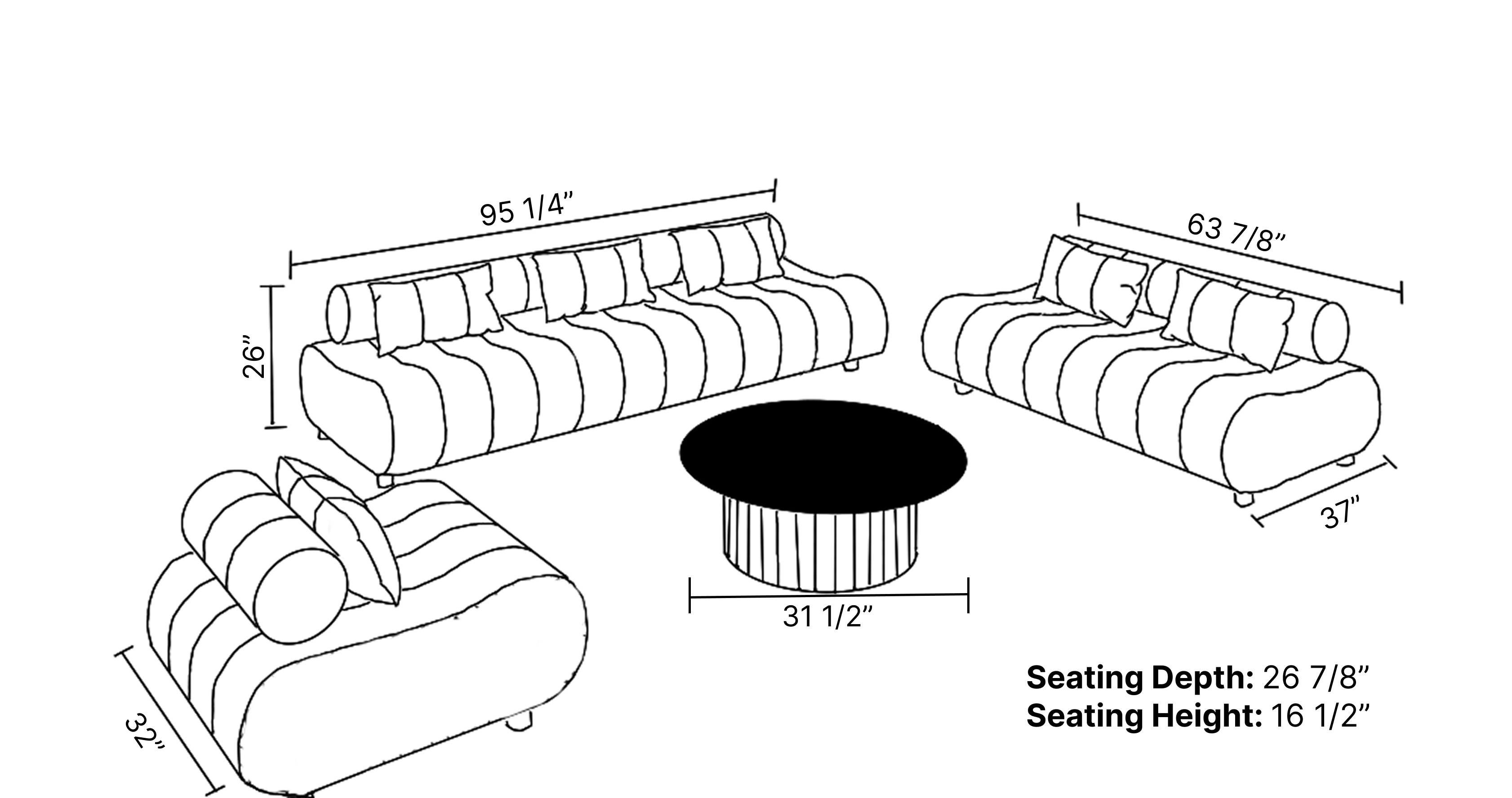 Puffer Modern Leather Sofa Set