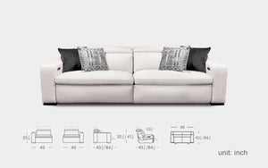 Janet 2pc Modern Fabric Sectional with Recliner